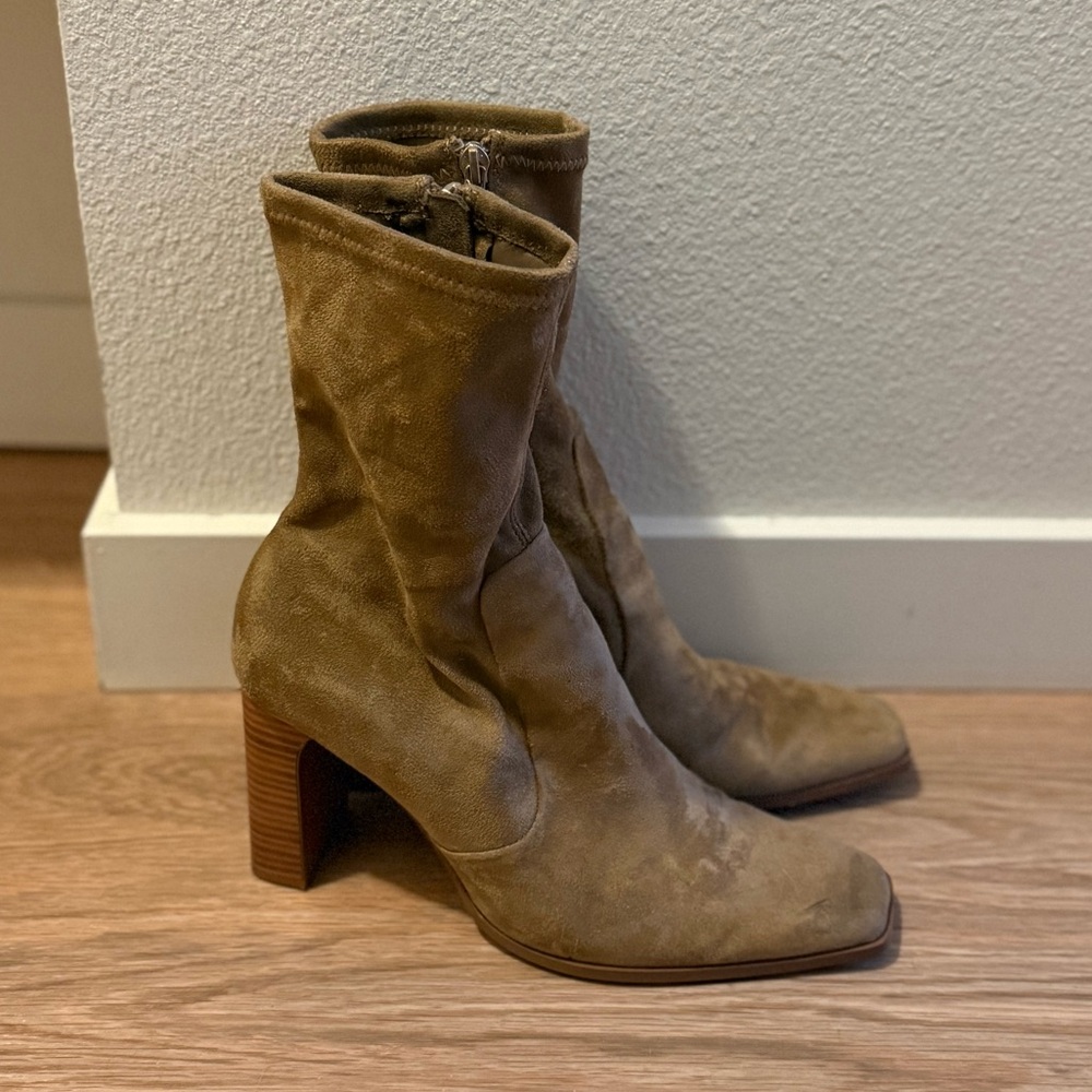 Zara - Faux Suede Sock Boots